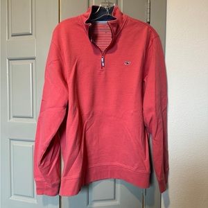 Vineyard Vines Men’s Quarter Zip Coral Salmon